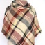Fashion Brown Grid Pattern Decorated Tassel Design Color Matching Scarf