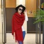 Fashion Claret Red Tassel Pendant Decorated Pure Color Design Scarf