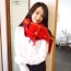 Fashion Red Color Matching Decorated Tassel Design Simple Scarf