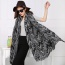 Fashion Black Ripple Pattern Decorated Double Sides Dual-use Thick Shawl