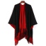 Fashion Black+red Long Tassel Pendant Decorated Double Sides Cloak Shape Scarf