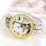 Fashion Gray Iron Tower Pattern Decorated Large Dial Design Strech Watch