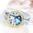 Fashion Blue Iron Tower Pattern Decorated Large Dial Design Strech Watch