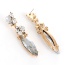 Fashion Silver Color Oval Shape Diamond Decorated Leaf Shape Simple Earrings