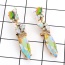 Fashion Multi-color Oval Shape Diamond Decorated Leaf Shape Simple Earrings