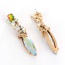 Fashion Multi-color Oval Shape Diamond Decorated Leaf Shape Simple Earrings