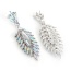Fashion Multi-color Oval Shape Diamond Decorated Hollow Out Leaf Shape Simple Earrings