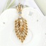 Fashion Gold Color Oval Shape Diamond Decorated Hollow Out Leaf Shape Simple Earrings