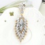 Fashion Silver Color Oval Shape Diamond Decorated Hollow Out Leaf Shape Simple Earrings