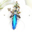 Fashion Blue Oval Shape Diamond Decorated Flower Shape Simple Earrings
