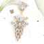 Fashion Silver Color Square Shape Diamond Decorated Hollow Out Design Earrings