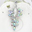 Fashion Multi-color Oval Shape Diamond Decorated Hollow Out Design Earrings