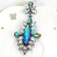 Fashion Blue Water Drop Shape Diamond Decorated Hollow Out Design Earrings