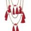 Bohemia Red Short Tassel Decorated Simple Multilayer Necklace