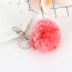 Lovely Red Fuzzy Ball &pearl Decorated Simple Key Ring