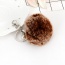 Lovely Purple Fuzzy Ball &pearl Decorated Simple Key Ring