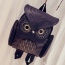 Cute Black Pure Color Decorated Owl Shape Desgin Backpack