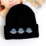 Fashion Blue Diamond Flower Shape Decorated Pure Color Wool Hat