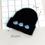 Fashion Blue Diamond Flower Shape Decorated Pure Color Wool Hat
