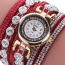 Fashion Red Diamond Decorated Round Shape Dial Multi-layer Watch