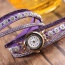 Fashion Purple Diamond Decorated Round Shape Dial Multi-layer Watch