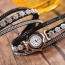 Fashion Black Diamond Decorated Round Shape Dial Multi-layer Watch