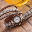 Fashion Brown Diamond Decorated Round Shape Dial Multi-layer Watch