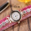 Fashion Brown Diamond Decorated Round Shape Dial Multi-layer Watch