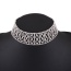 Elegant Silver Color Diamond Decorated Hollow Out Simple Chocker