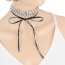 Sweet Silver Color Bowknot Decorated Hollow Out Leaf Shape Chocker