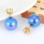 Sweet Dark Blue Ball Shape Decorated Pure Color Earring