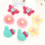 Fashion Plum Red Flower Decorated Color Matching Design Simple Hair Sticky