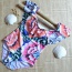 Fashion Multi-color Flower Pattern Decorated Lotus Leaf Design Swimwear