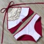 Fashion Claret Red Color Matching Decoratrd Hollow Out Lace Design Bikini
