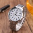 Fashion White Color Matching Decorated Round Dail Steel Belt Watch