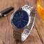 Fashion Blue Color Matching Decorated Round Dail Steel Belt Watch