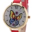 Fashion Red Buterfly Pattern Decorated Round Dail Design Thin Strap Watch