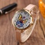 Fashion Beige Buterfly Pattern Decorated Round Dail Design Thin Strap Watch