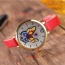 Fashion Beige Buterfly Pattern Decorated Round Dail Design Thin Strap Watch