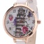 Fashion White The Leaning Tower Of Pisa Pattern Decorated Thin Strap Watch