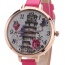 Fashion Plum Red The Leaning Tower Of Pisa Pattern Decorated Thin Strap Watch