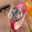 Fashion Plum Red The Leaning Tower Of Pisa Pattern Decorated Thin Strap Watch
