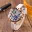 Fashion White Buterfly&flower Pattern Decorated Round Dail Thin Strap Watch