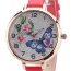Fashion Red Buterfly&flower Pattern Decorated Round Dail Thin Strap Watch