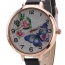 Fashion Black Buterfly&flower Pattern Decorated Round Dail Thin Strap Watch