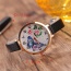 Fashion Black Buterfly&flower Pattern Decorated Round Dail Thin Strap Watch