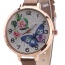 Fashion Brown Buterfly&flower Pattern Decorated Round Dail Thin Strap Watch