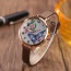 Fashion Brown Buterfly&flower Pattern Decorated Round Dail Thin Strap Watch
