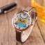 Fashion Brown Owl Pattern Decorated Round Dail Design Thin Strap Watch
