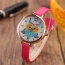 Fashion Plum Red Owl Pattern Decorated Round Dail Design Thin Strap Watch